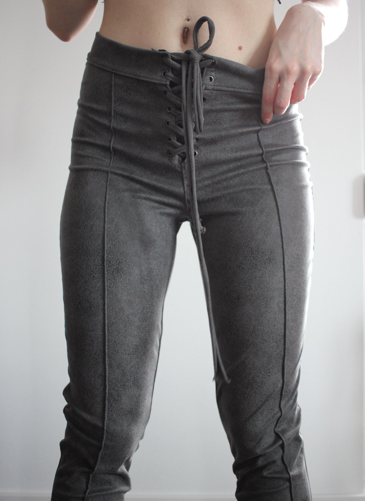 SAMPLE SALE - STONE GREY SUEDE PANTS (Size M)