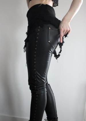 Image of SAMPLE SALE - WINTER FAUX LEATHER LEGGINGS WITH KNIT SKIRT (Size S/M)