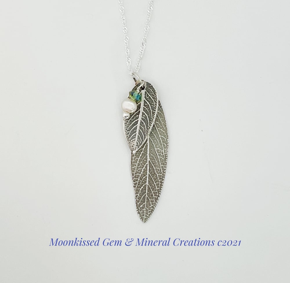 Image of Sage Pearl Drop Fine Silver Pendant