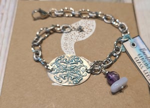 Image of Handmade Adjustable Sterling Silver Bracelet w/ Larimar-Purple Phantom #EB-366