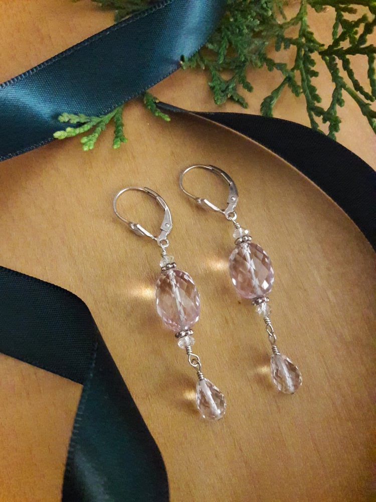 Image of Barrel cut amethyst earrings 3YJ