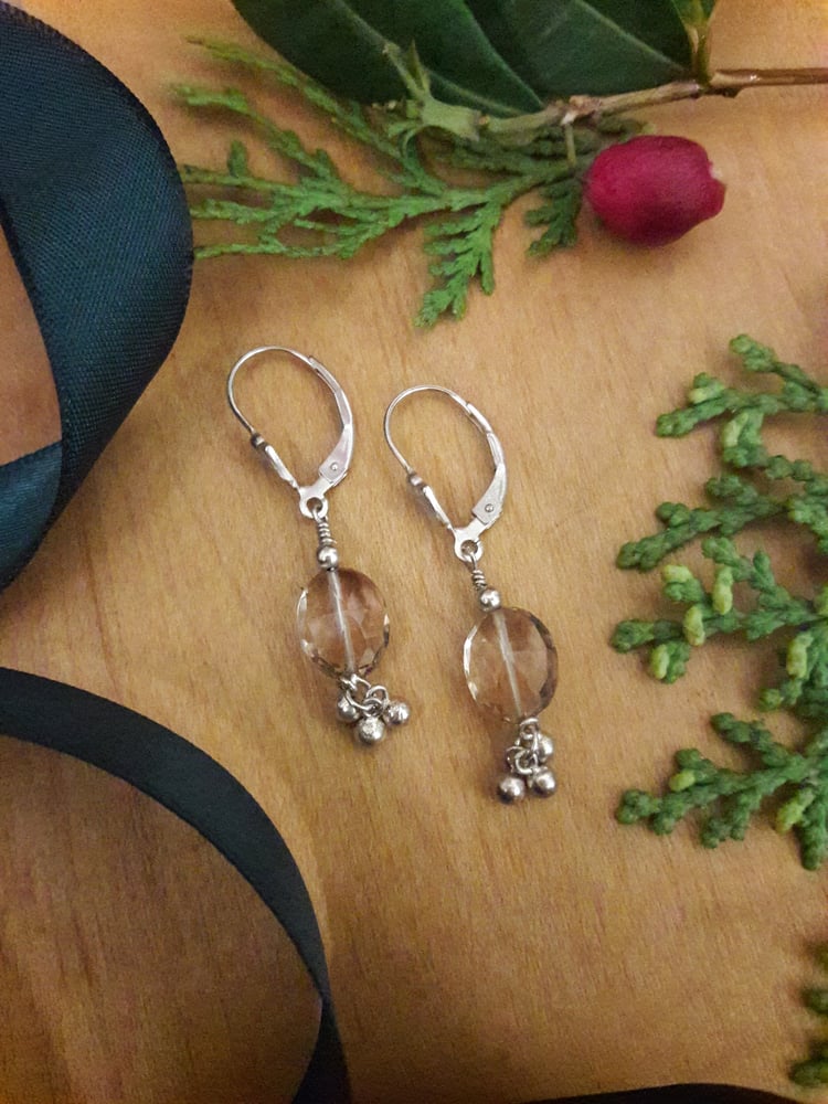 Image of Champagne Quartz Ovals Earrings 4OA