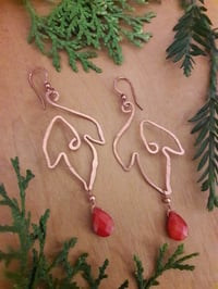 Image 2 of Copper Leaf Earrings with Coral Drop 5TY