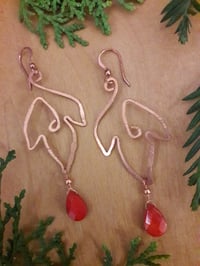 Image 3 of Copper Leaf Earrings with Coral Drop 5TY