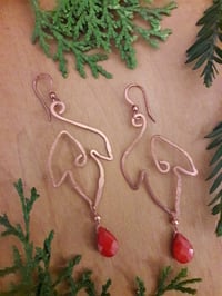 Image 4 of Copper Leaf Earrings with Coral Drop 5TY