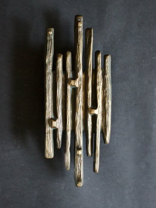 Image of Large Brutalist Bronze Door Handle, Mid-20th Century European