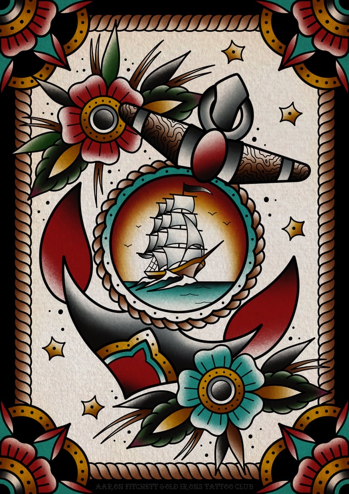 Image of ANCHOR AND SHIP PRINT