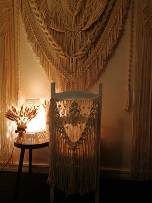 Macrame intricate wedding chair back 