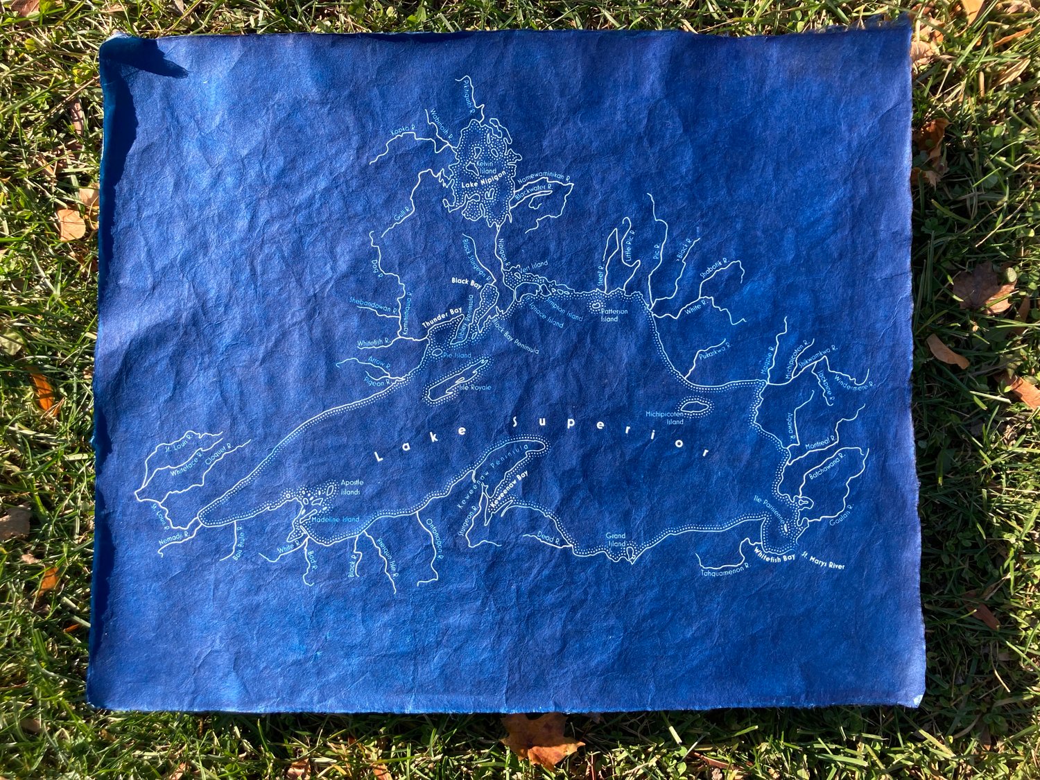 Image of Great Lakes Hydrography Blueprints: Hand-Printed Cyanotype Posters