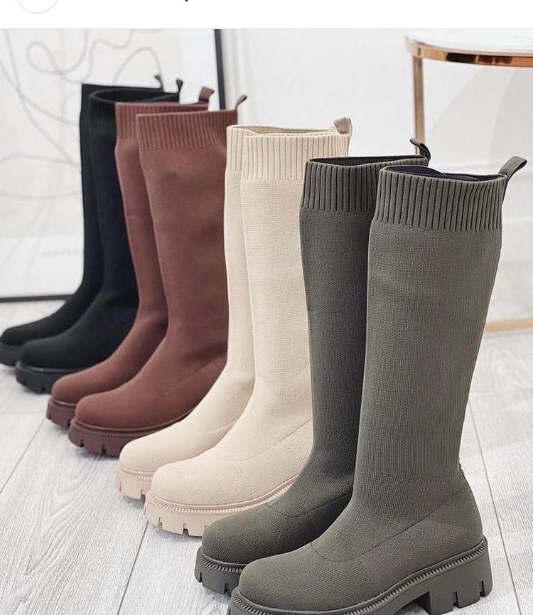 Image of Black knee length sock boots 