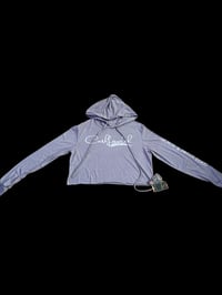 Image 2 of CL- Grey “Signature” Women Crop Top Hoody 