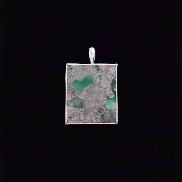 Image of Variscite rectangular shape cabochon cut silver necklace