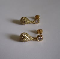 Image 2 of Kate Middleton Duchess of Cambridge Inspired Replikate Yellow Gold Pavé Crystal Teardrop Earrings