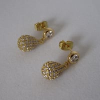 Image 3 of Kate Middleton Duchess of Cambridge Inspired Replikate Yellow Gold Pavé Crystal Teardrop Earrings