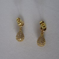 Image 5 of Kate Middleton Duchess of Cambridge Inspired Replikate Yellow Gold Pavé Crystal Teardrop Earrings