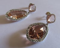 Image 3 of Kate Middleton Duchess of Cambridge Inspired Replikate Silver Pear Drop Peach Crystal Earrings