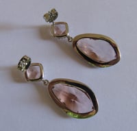 Image 4 of Kate Middleton Duchess of Cambridge Inspired Replikate Silver Pear Drop Peach Crystal Earrings