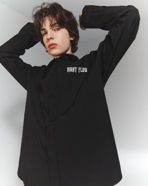 Image of NIGHT FLOW - Chaos Symbol Oversized Shirt (Black)