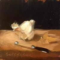 "Garlic and Knife" Original Fine Art Painting by Sarah Griffin Thibodeaux