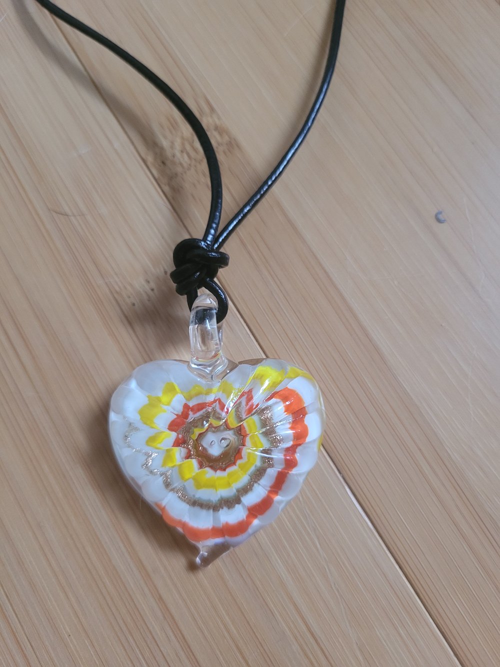 Image of Glass Swirl Heart Necklace 