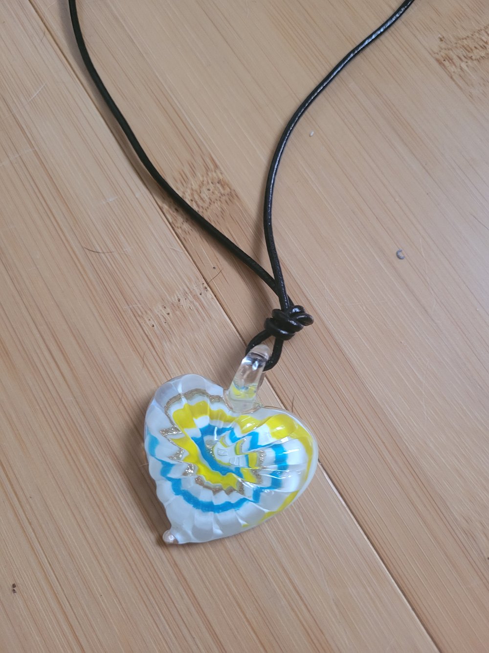 Image of Glass Swirl Heart Necklace 