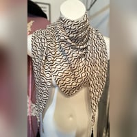 Black,sand and white Scarf/Shawl/Wrap w/black tassles