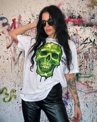 Image 3 of ‘GREEN SKULL’ HAND PAINTED T-SHIRT LARGE