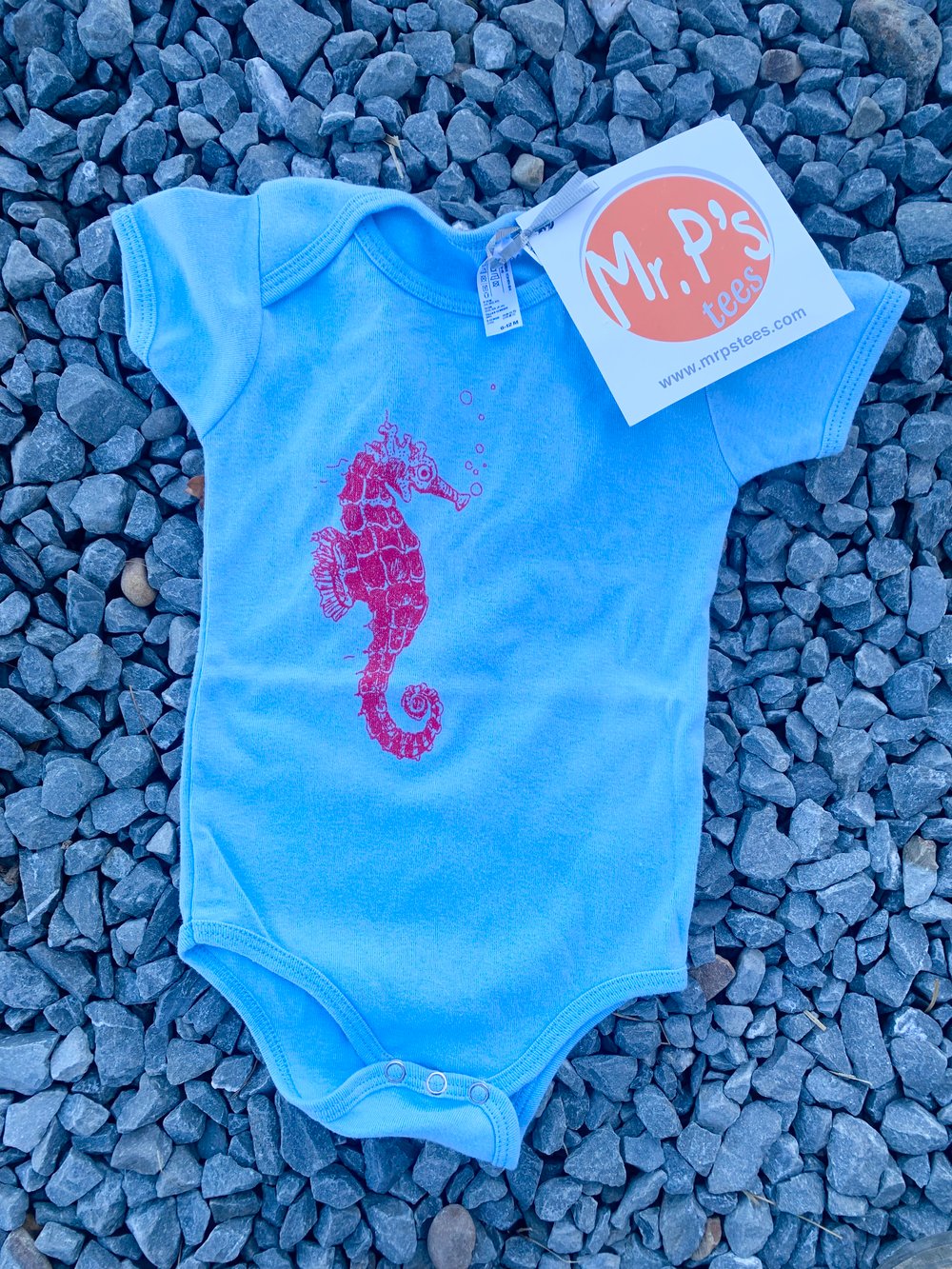 Image of Baby Seahorse Onesie in Blue 