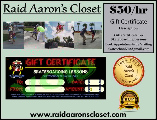 Image of Skateboarding Lessons Gift Certificate