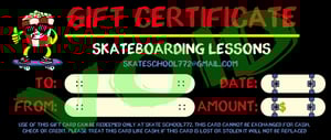 Image of Skateboarding Lessons Gift Certificate