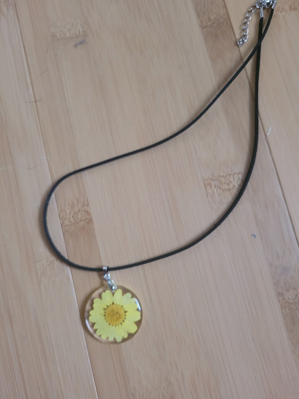 Image of Pressed Yellow Wildflower Necklace 