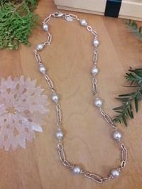 Image 1 of Silver Freshwater Pearl Necklace with Sterling Links 4LQ