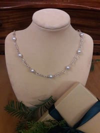 Image 3 of Silver Freshwater Pearl Necklace with Sterling Links 4LQ