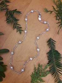 Image 5 of Silver Freshwater Pearl Necklace with Sterling Links 4LQ
