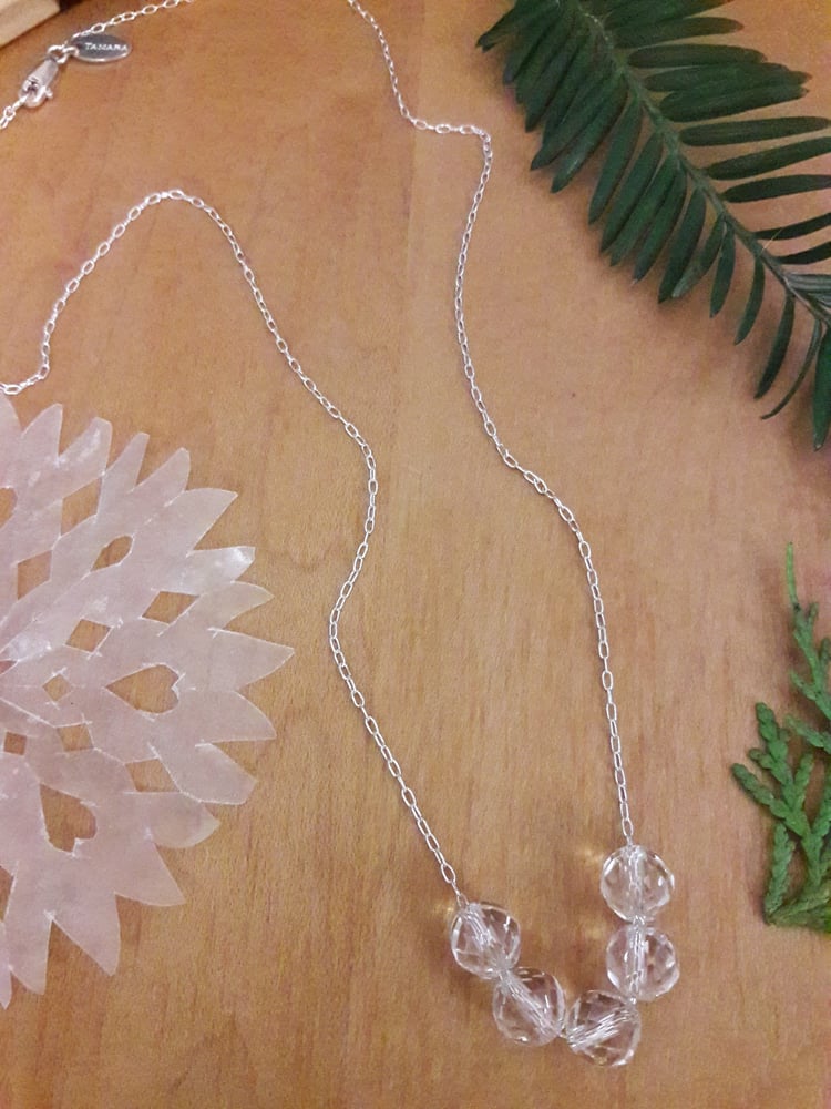 Image of Fine Sterling Chain necklace with Round Crystal Beads 4RO