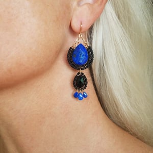 Lapis & Onyx Island Wear Earrings