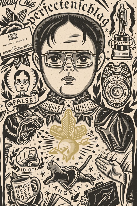 Image of Dwight - Icon Print - Gold Heart Variant