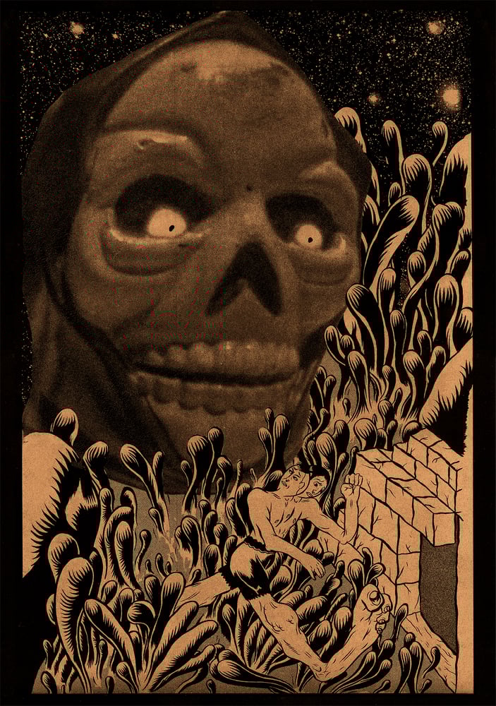 Image of 💀 Skelerun ' Metallic Gold Risograph Print