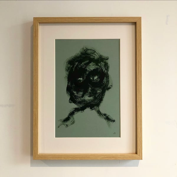 Image of Série de portraits sur fond vert de gris numéro 3