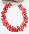 Red Bamboo Coral Fringe Necklace 