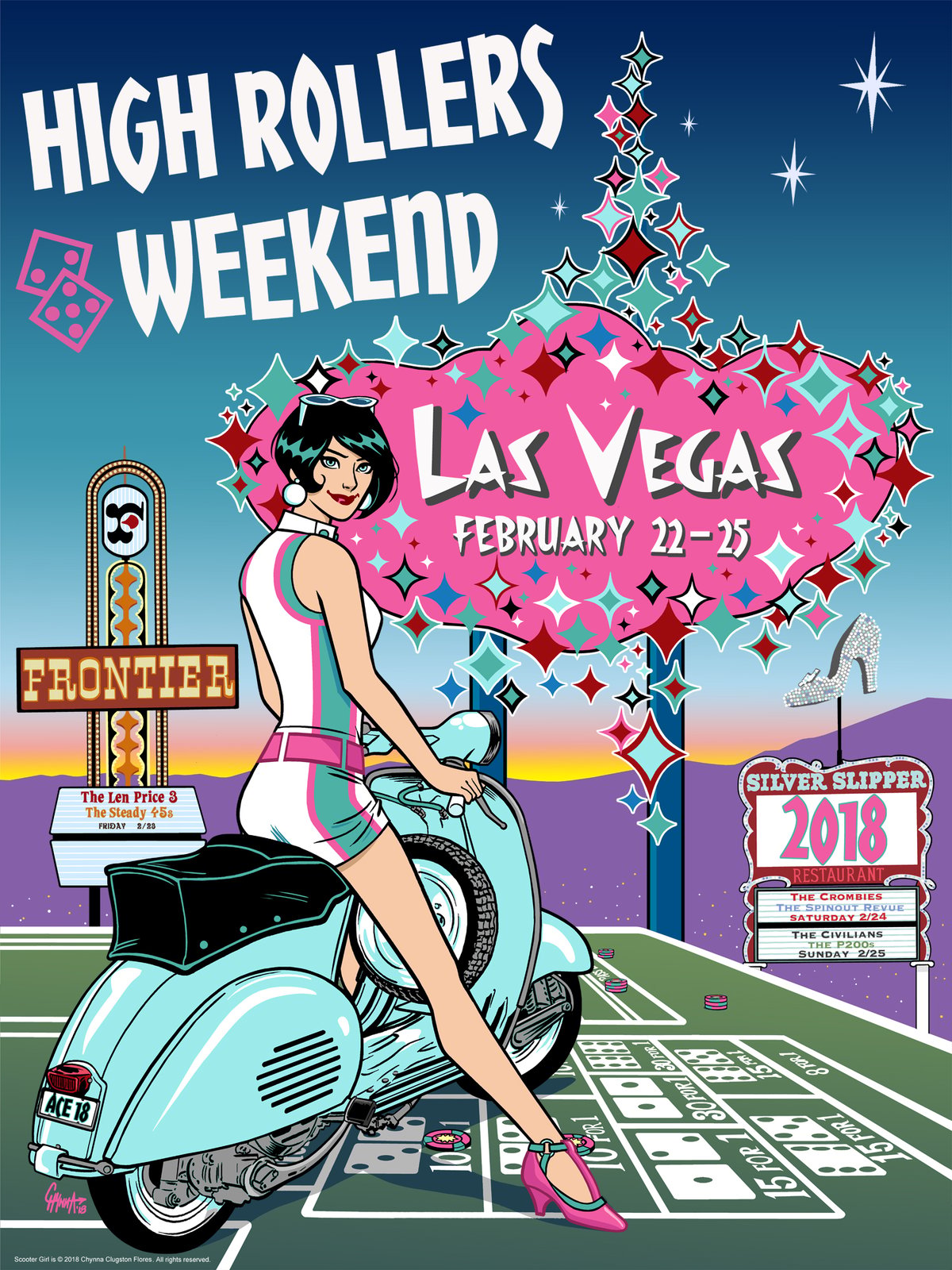 New Wave Zombie — LAMINATE POSTER Scooter Girl: Las Vegas Scooter