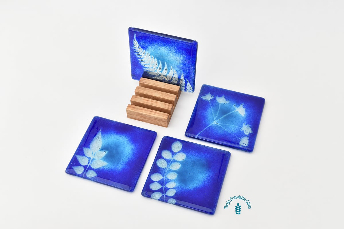Image of Coasters - Blue/Aqua - Set of 4 - optional oak coaster stand