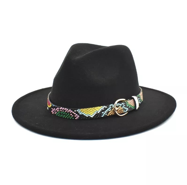 snake print fedora hat