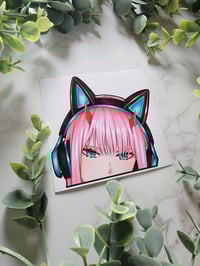 Image 3 of Zero Two W/ Headphones Sticker or Peeker