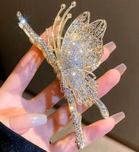 1pc Women's Metal Rhinestone Butterfly Claw Clip