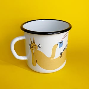 Yellow Cat enamel mug