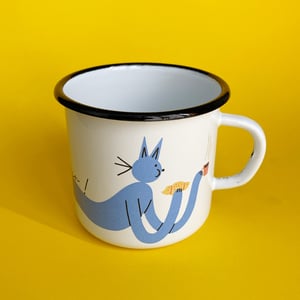 Blue Cat enamel mug
