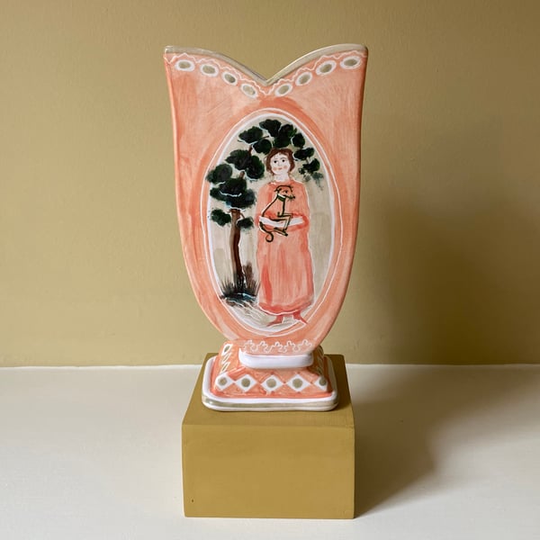 Image of A Woman with her Whippet - Romantic Vase