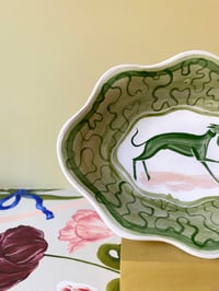 Image 2 of Small wavy dish - Whippet with Tulip