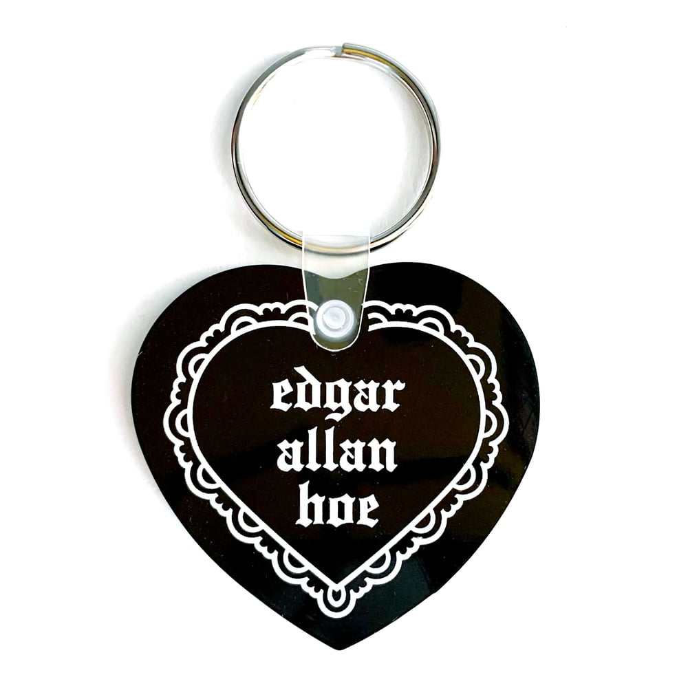 Image of Edgar Allan Hoe Heart Keychain